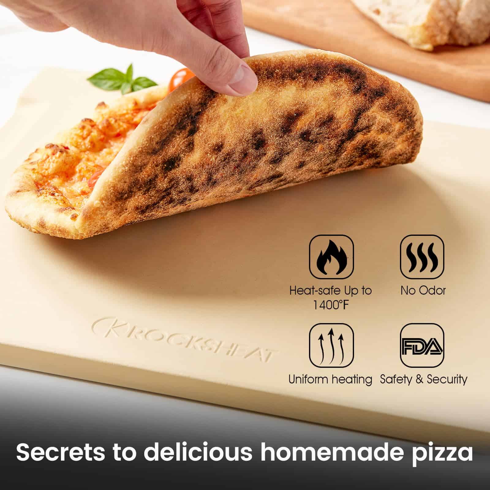 ROCKSHEAT Piedra para Pizza Grande, 20"x13.5" Piedra - Imagen 3
