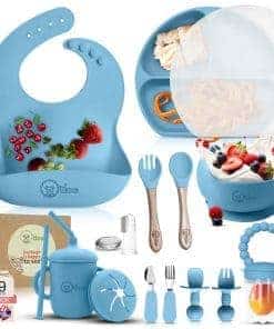 Set de alimentación para bebés de 17 piezas de silicona sin