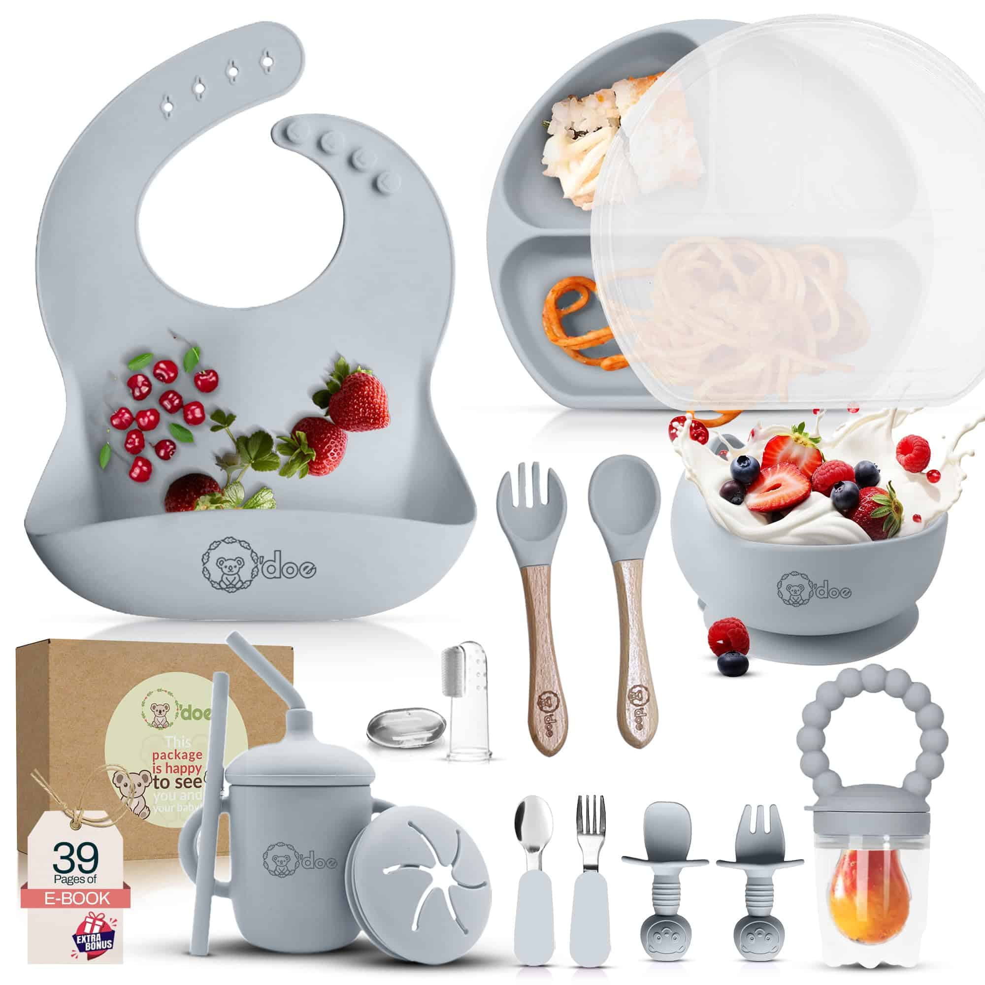 O'doe Juego de Alimentación para Bebés de -Gris