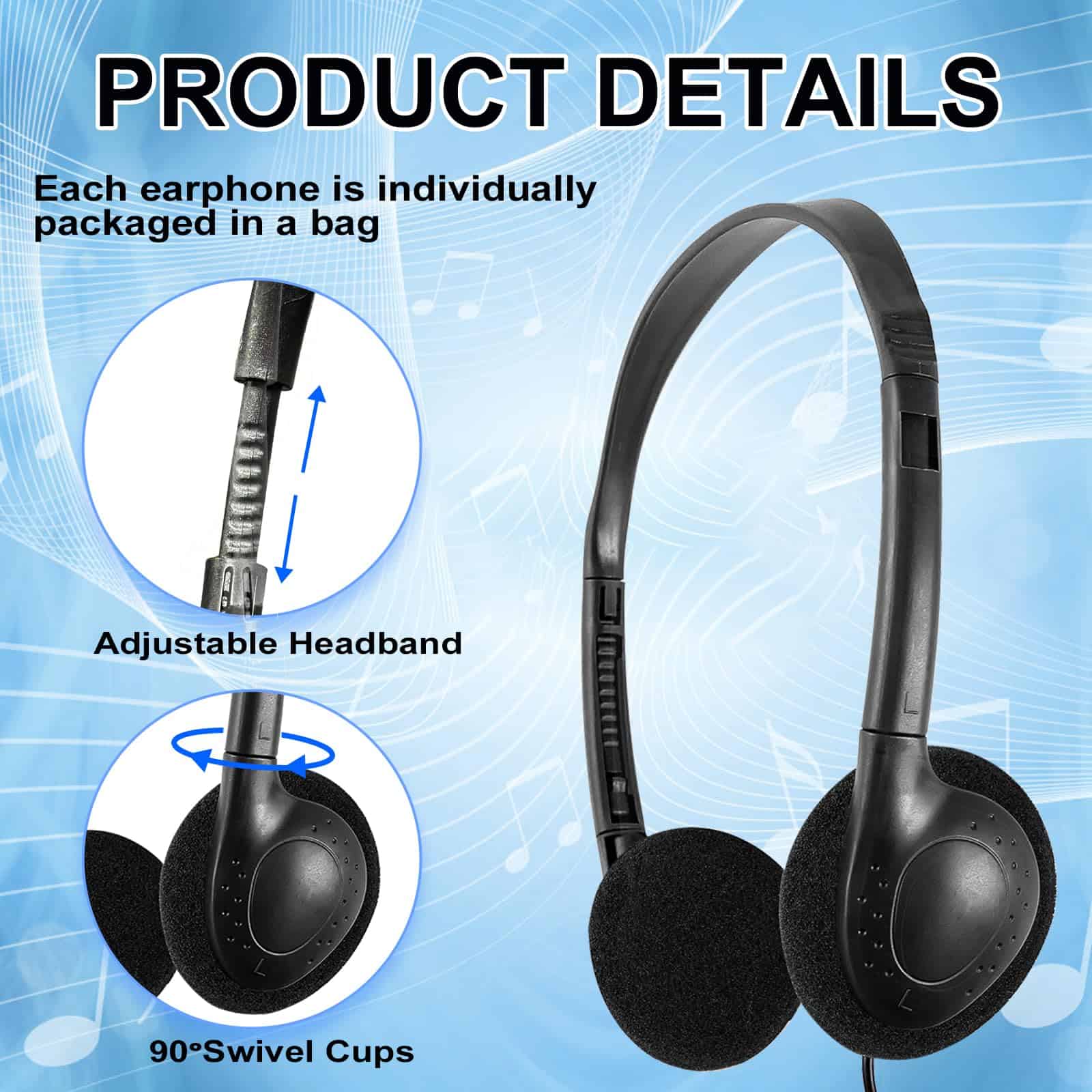 CN-Outlet 10 Paquetes de Audífonos Escolares al Por Mayor - Imagen 3