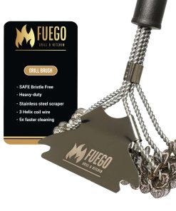 Cepillo y Rasqueta para Parrilla FUEGO | Sin Cerdas Dañinas