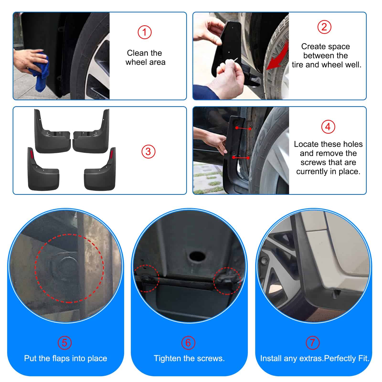 BDFHYK Juego de 4 guardabarros para salpicaduras delanteros - Imagen 8