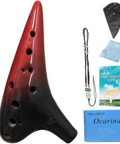 Ocarina de 12 Agujeros DHwebWLP con Libro de -Negro y Rojo