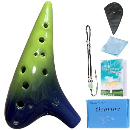 Ocarina de 12 Agujeros DHwebWLP con Libro de -Verde y Azul