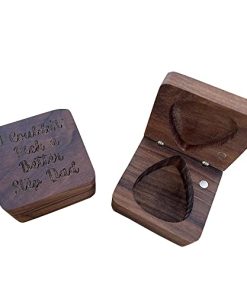Caja de almacenamiento de púas de guitarra de nogal para