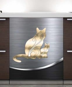 Cubierta de Lavavajillas de Estilo Metálico, Imán de Gato