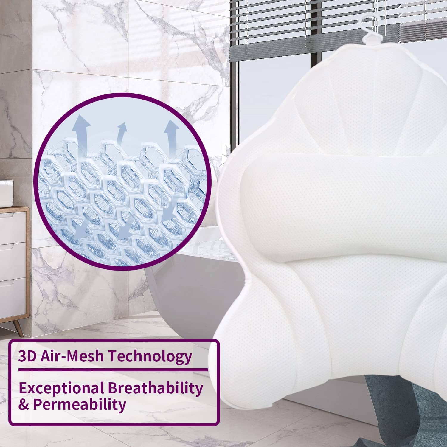 Almohada de Baño Poemland Extra Gruesa y Grande con Soporte - Imagen 3