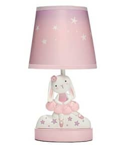 Lámpara de conejito y estrellas rosa para guardería Bedtime