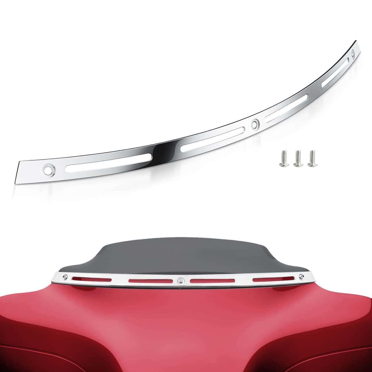 Amazicha Moldura de Parabrisas Ranurada para Harley