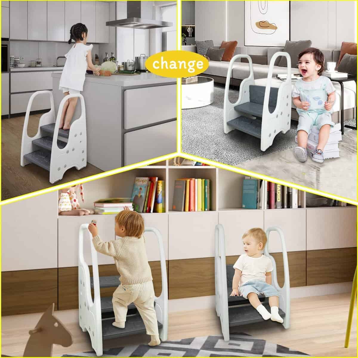 Taburete Escalonado para Niños en el Baño Lavabo Taburete - Imagen 3