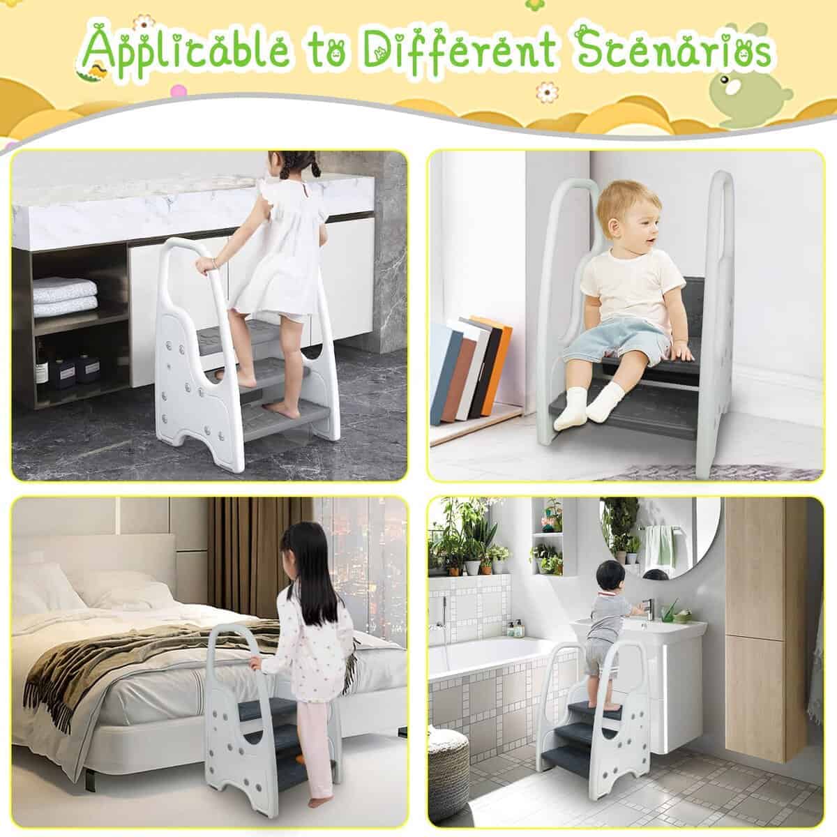Taburete Escalonado para Niños en el Baño Lavabo Taburete - Imagen 7