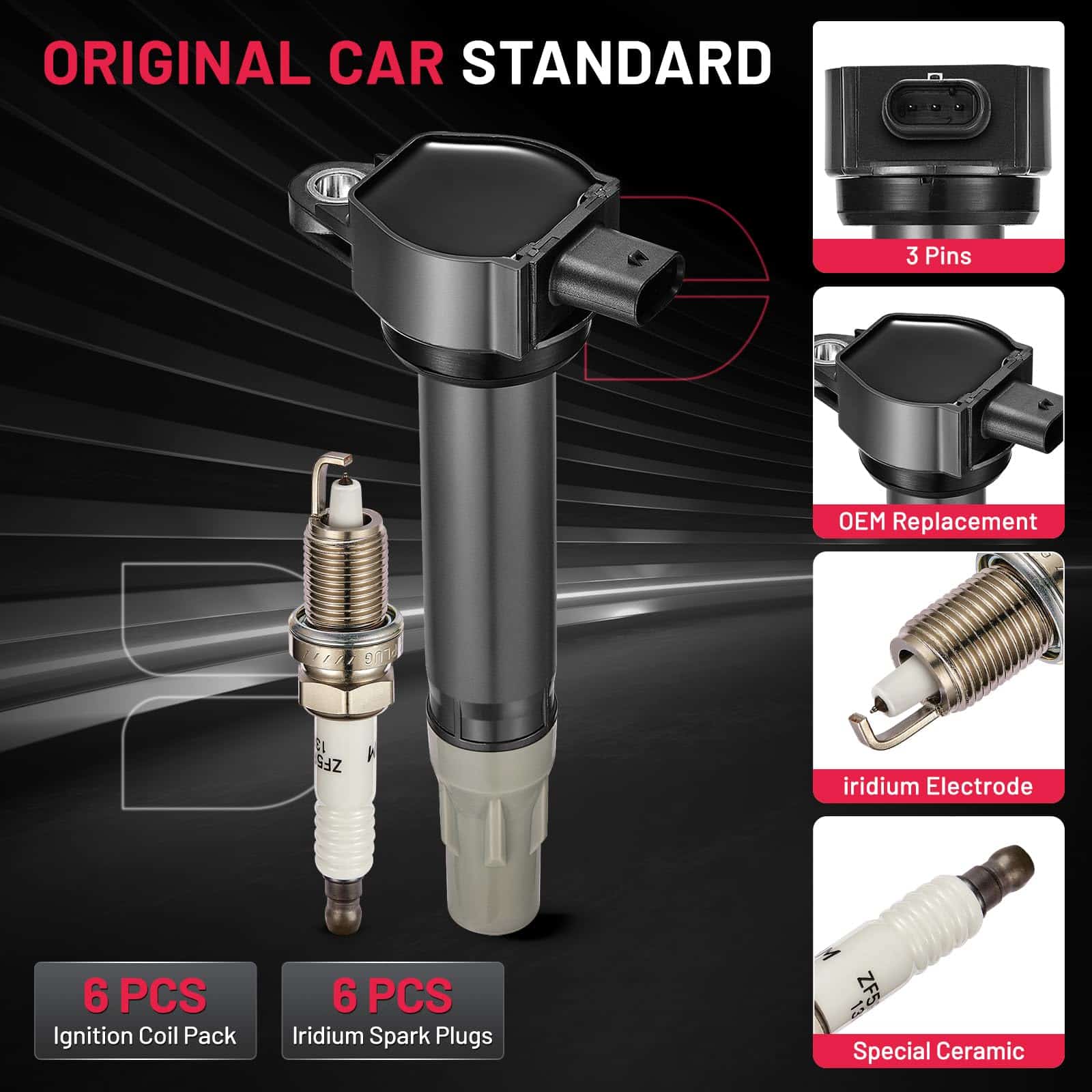 Paquete de Bobinas de Encendido UF502 y Bujías de Iridio - Imagen 7