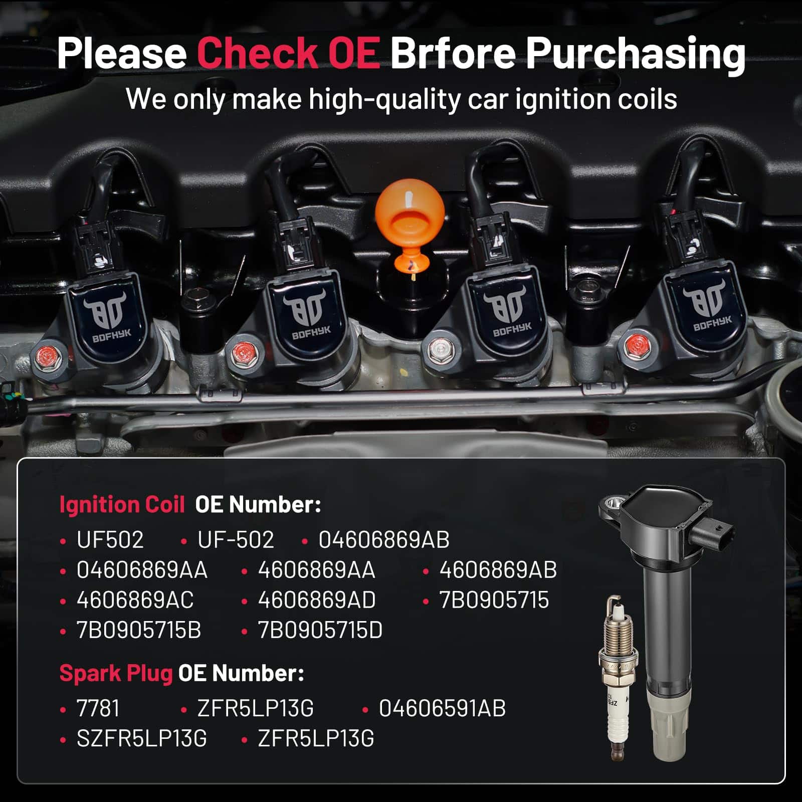 Paquete de Bobinas de Encendido UF502 y Bujías de Iridio - Imagen 4