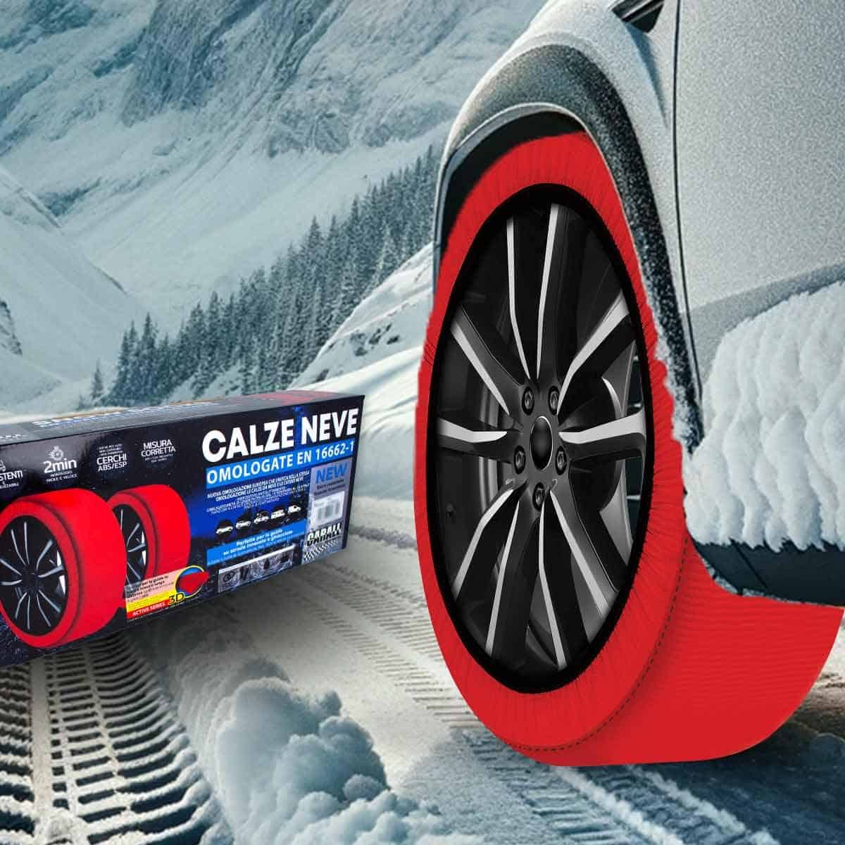 Cadenas de Nieve para Coche CARALL, Color Rojo, Talla XS,