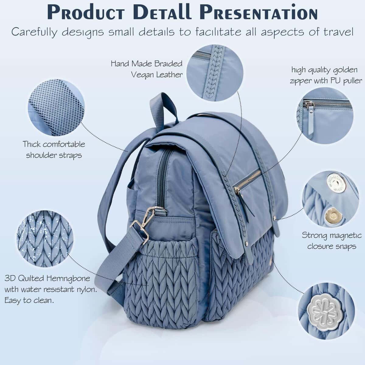 Mochila para pañales SEWBOO de gran capacidad, impermeable - Imagen 4