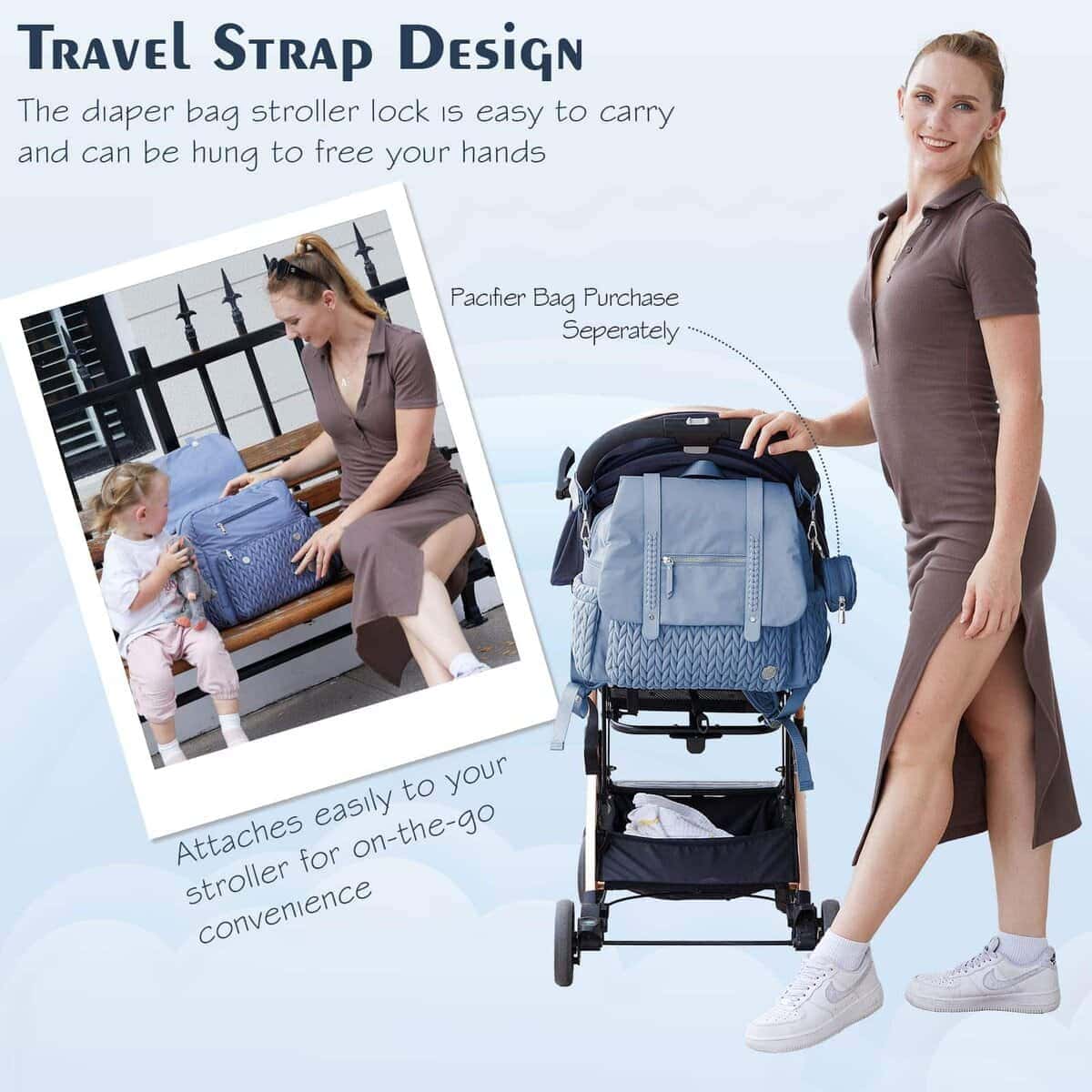 Mochila para pañales SEWBOO de gran capacidad, impermeable - Imagen 7