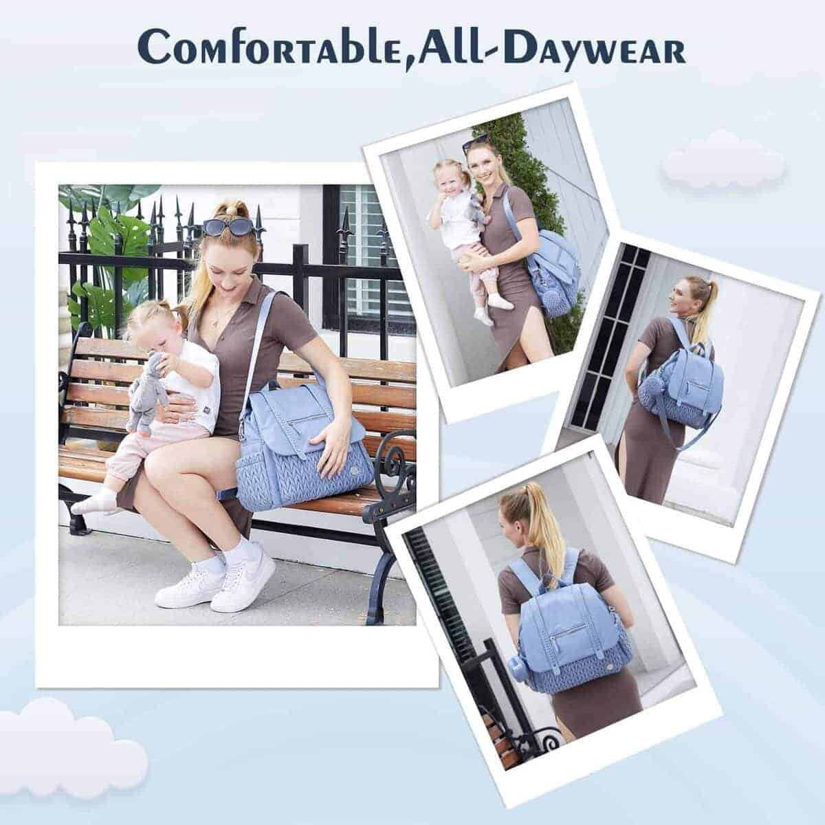 Mochila para pañales SEWBOO de gran capacidad, impermeable - Imagen 8