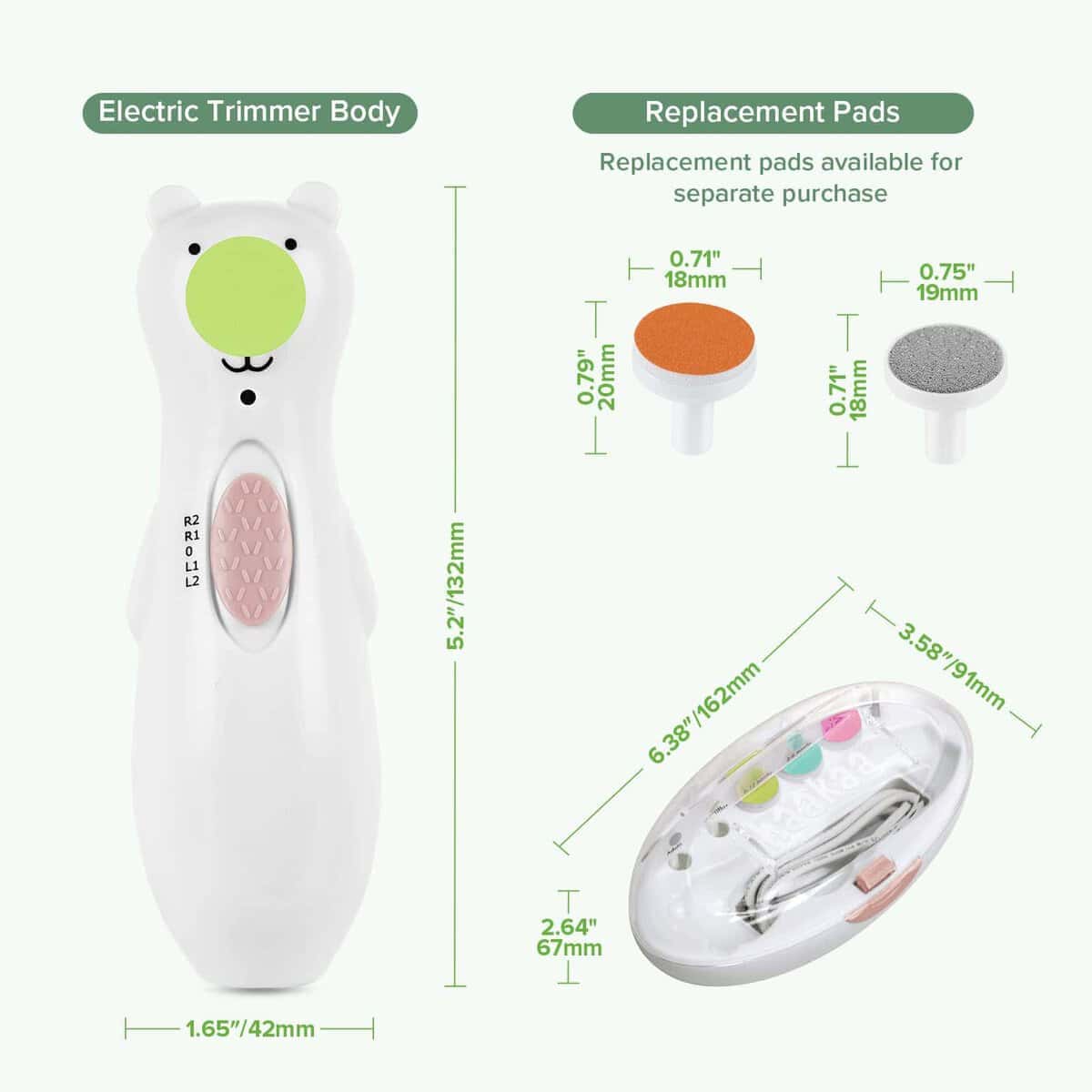 Lima de uñas eléctrica para bebé Haakaa Happii Bear con luz - Imagen 10
