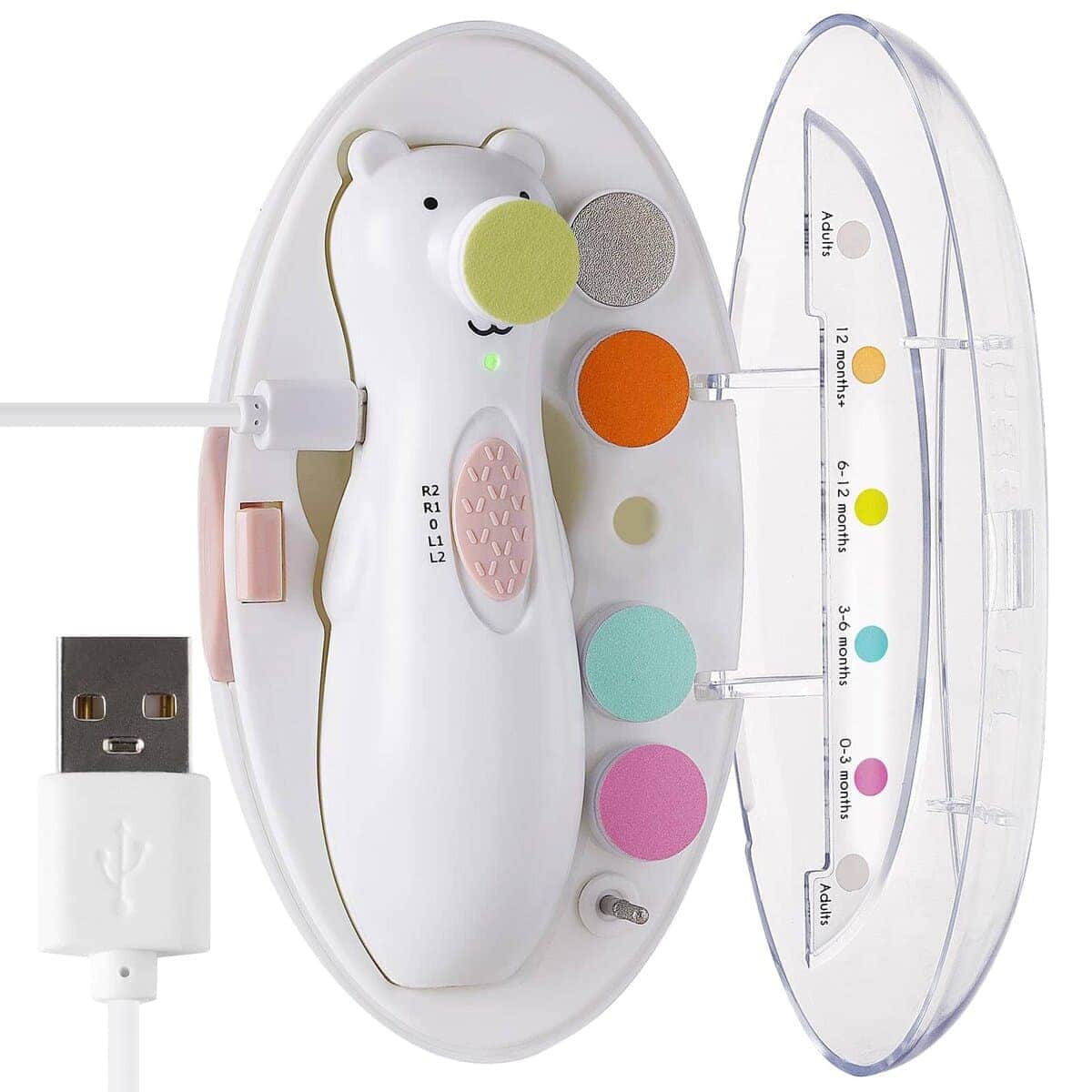 Lima de uñas eléctrica para bebé Haakaa Happii Bear con luz