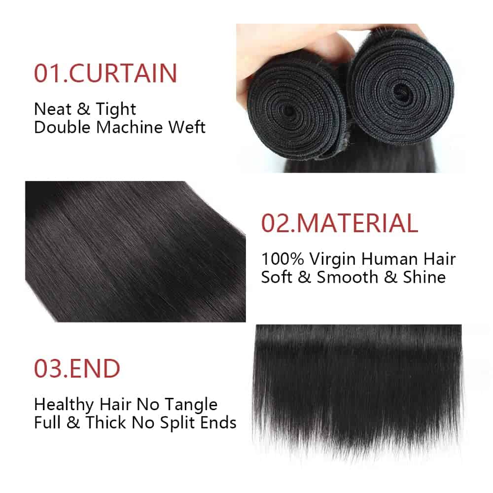 Paquete de Extensiones de Cabello Humano Liso Natural Negro - Imagen 4
