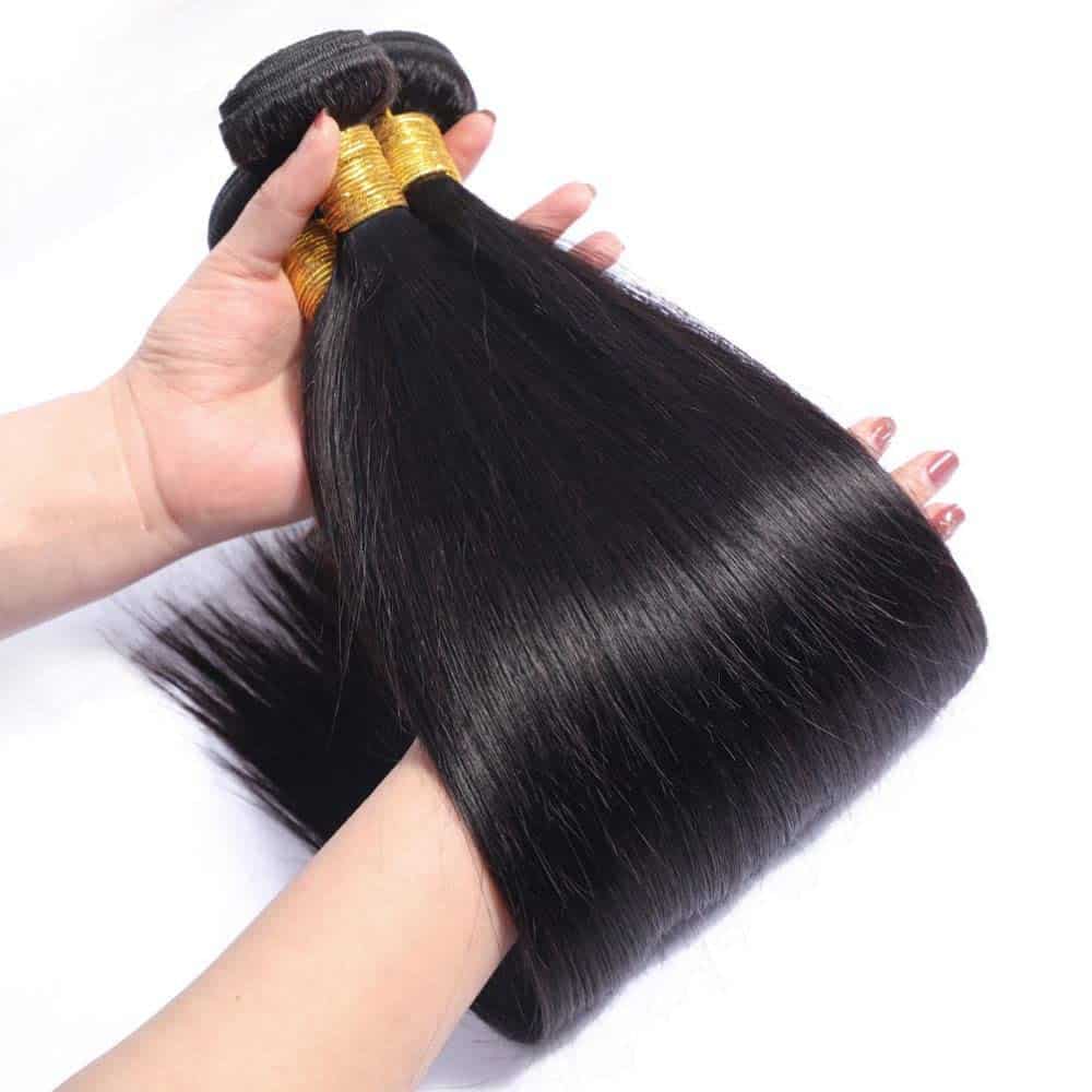 Paquete de Extensiones de Cabello Humano Liso Natural Negro - Imagen 5