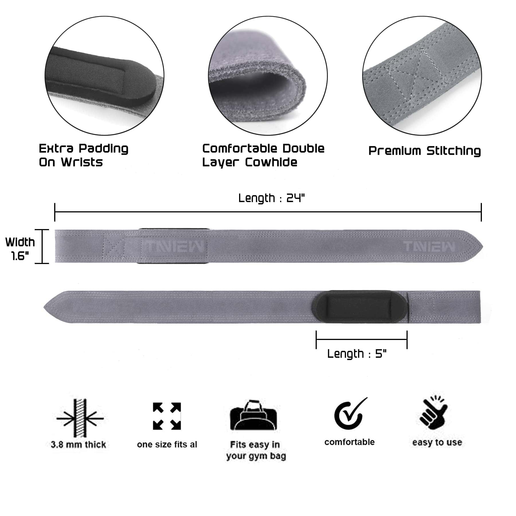 TAVIEW Correas de Muñeca para Levantamiento de Pesas, - Imagen 4