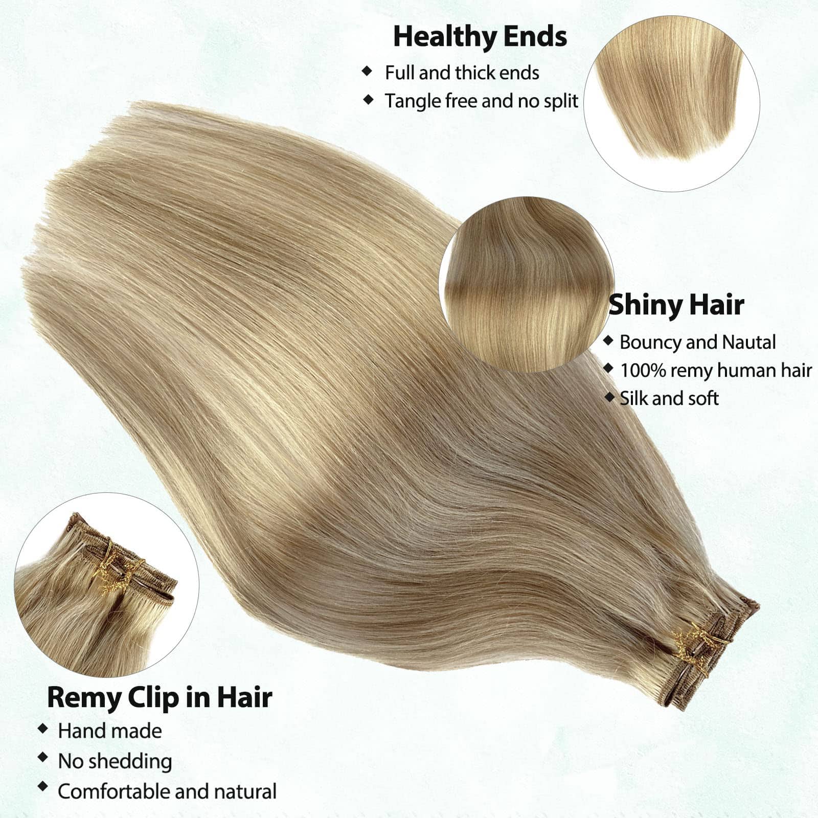 Extensiones de Cabello Humano Valiilo, 22 Pulgadas Balayage - Imagen 3