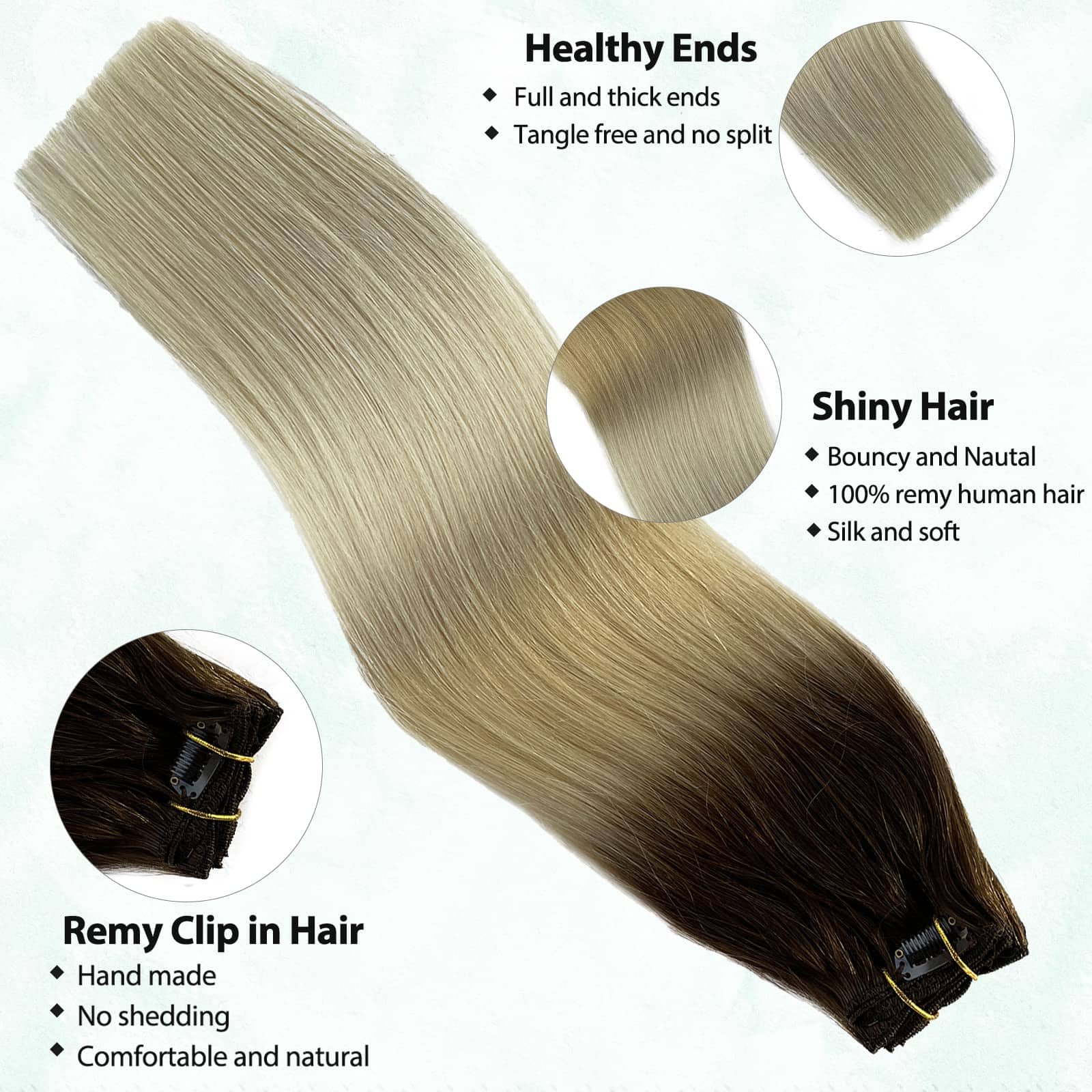 Extensiones de Cabello de Clip Valiilo en Cabello Humano 20 - Imagen 3