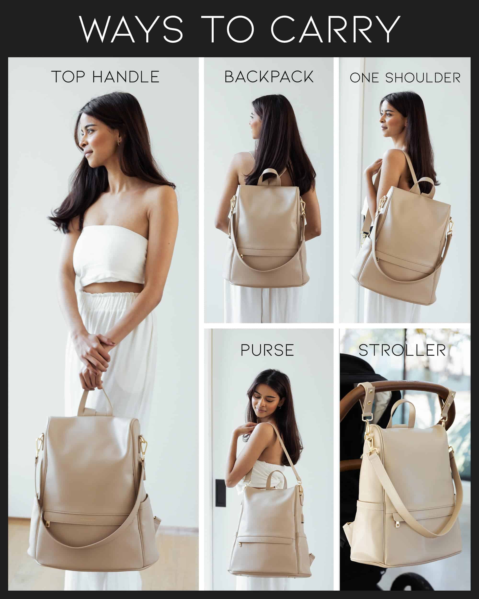 Mochila para pañales de cuero MIA + SOPHIA con puerto de - Imagen 4