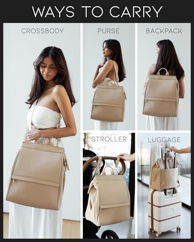 Mochila de piel para pañales MIA + SOPHIA -Beige Sophia - Imagen 4