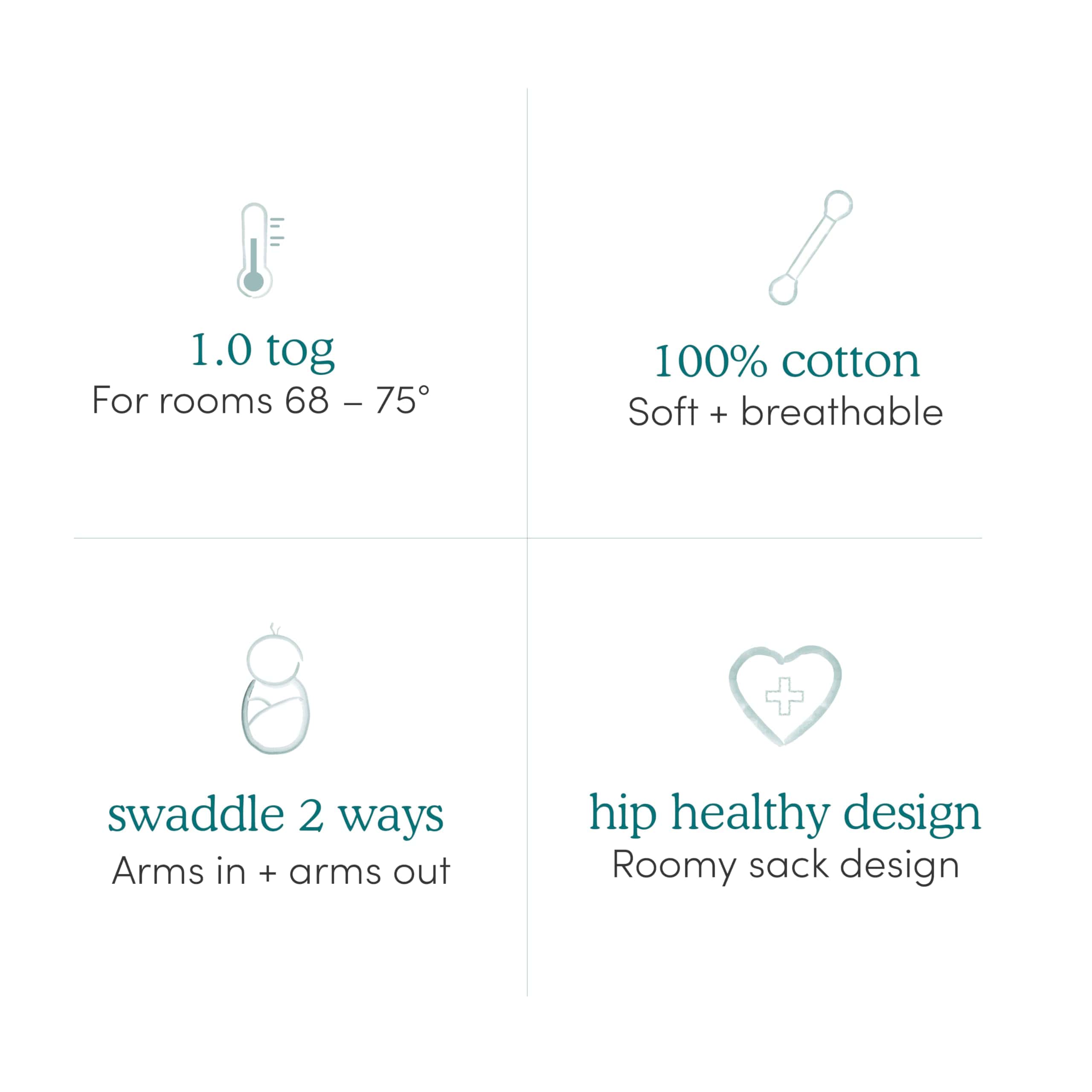aden + anais Essentials Easy Swaddle Wrap Quick Change con - Imagen 6