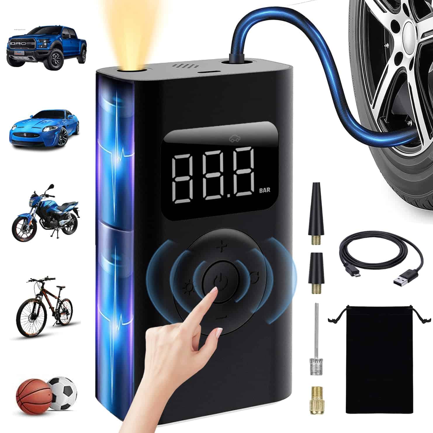 Inflador de neumáticos para automóvil, compresor de aire