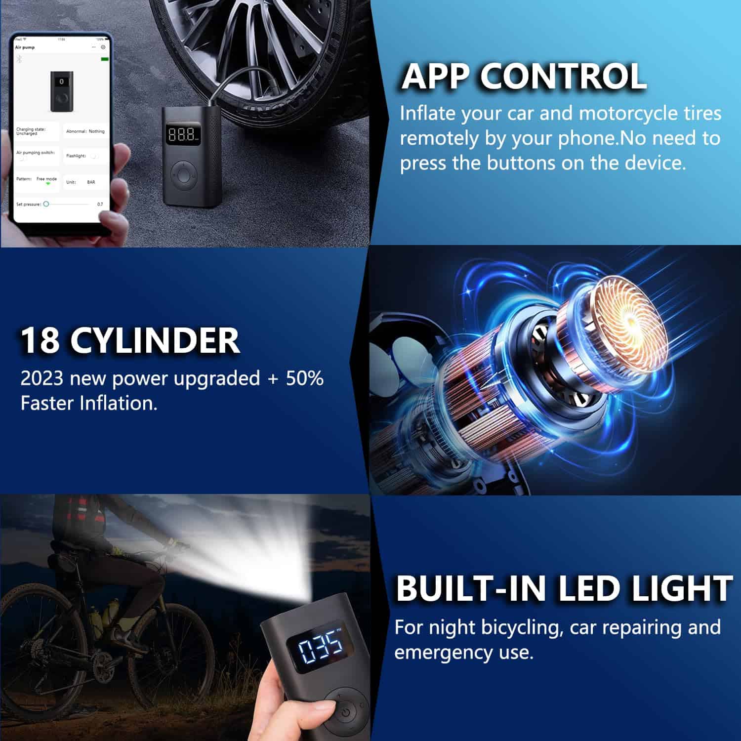 Inflador de neumáticos para automóvil, compresor de aire - Imagen 5