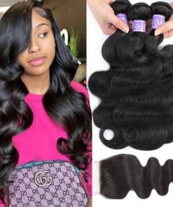 UDesire Hair 12A Brazilian Body Wave Bundles with Closure