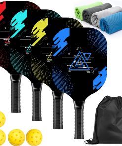 Set de Pickleball AOPOUL con 4 Raquetas de Madera Premium,
