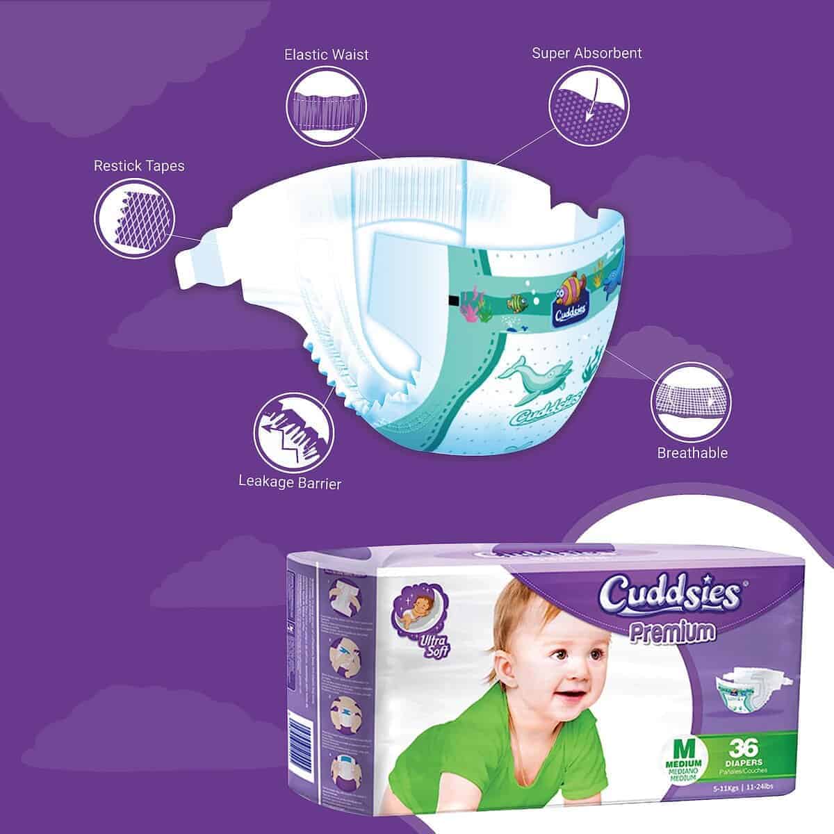 COOSHKINS Cuddsies Pañales Premium para Bebés - Pañales) - Imagen 5