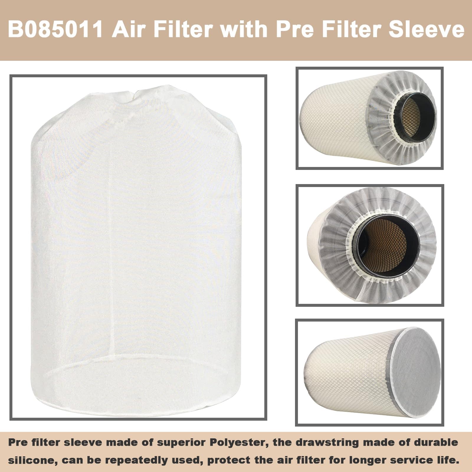 Jvfnxpm 46637 Filtro de aire con funda de prefiltro para - Imagen 4