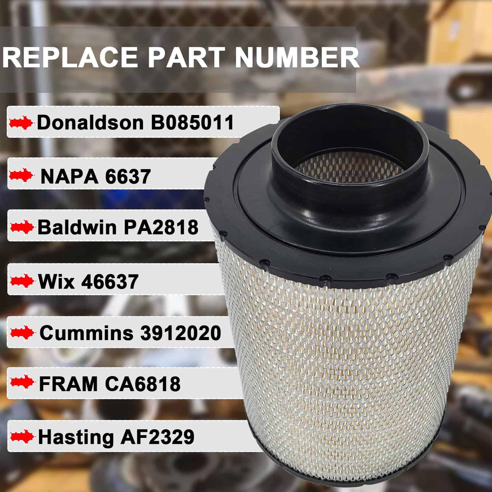 Jvfnxpm 46637 Filtro de aire con funda de prefiltro para - Imagen 5