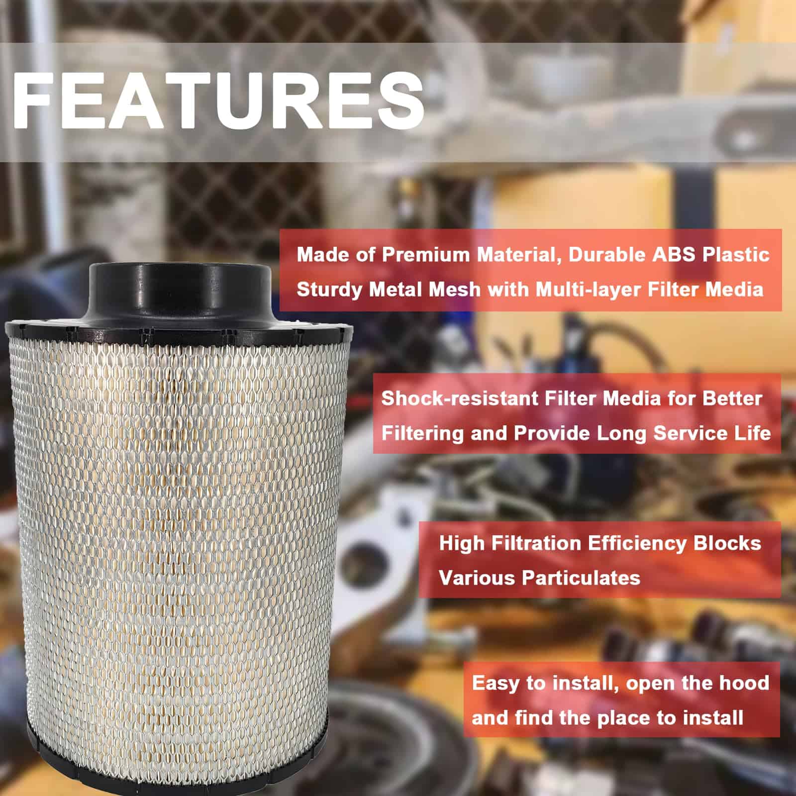 Jvfnxpm 46637 Filtro de aire con funda de prefiltro para - Imagen 3