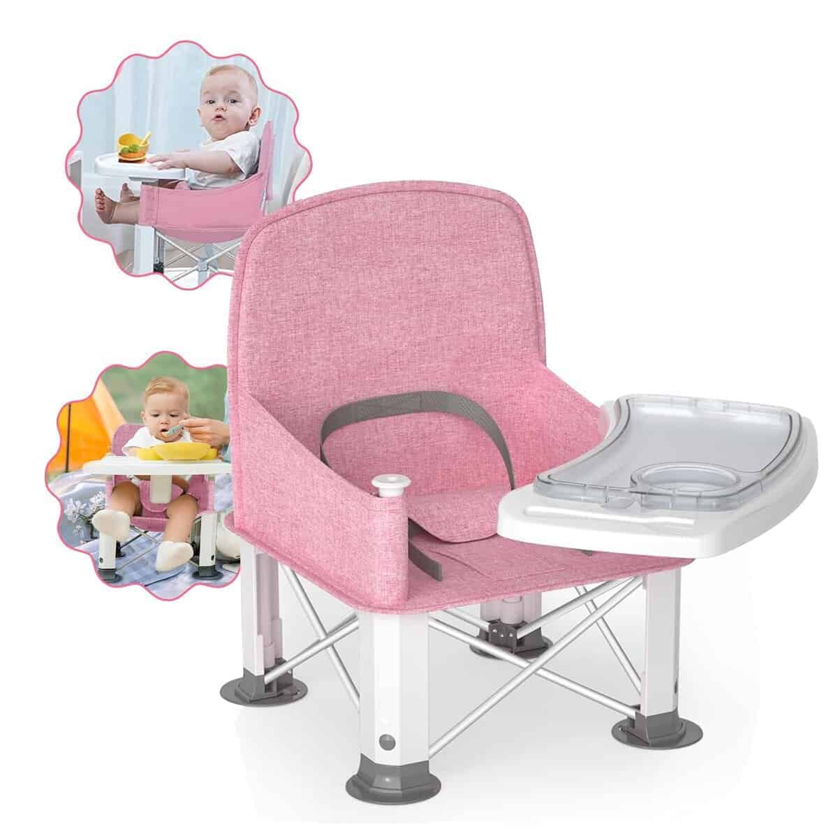 Silla elevadora de viaje para bebé con -Rosa