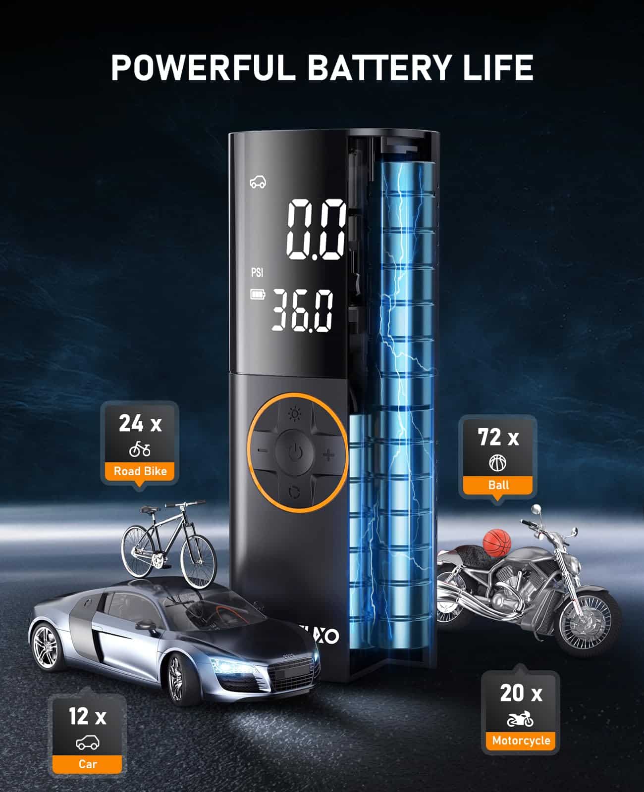 Inflador de neumáticos ZGZUXO Compresor de aire portátil - - Imagen 5