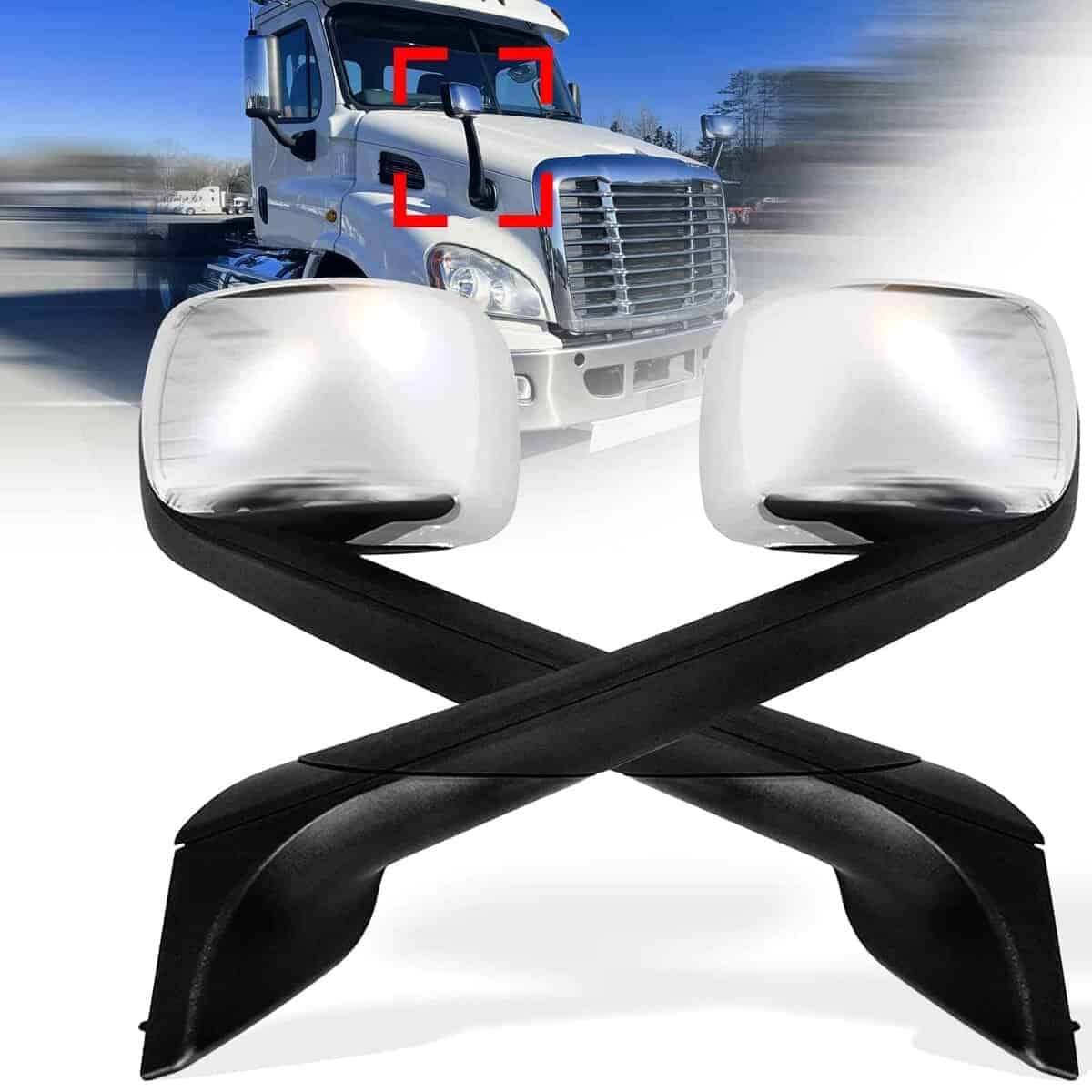 Espejos Cromados para Capó Apto para Freightliner Cascadia