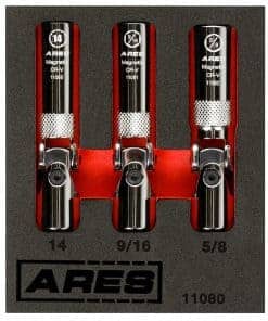 ARES 11080 - Juego de 3 enchufes magnéticos de bujía con