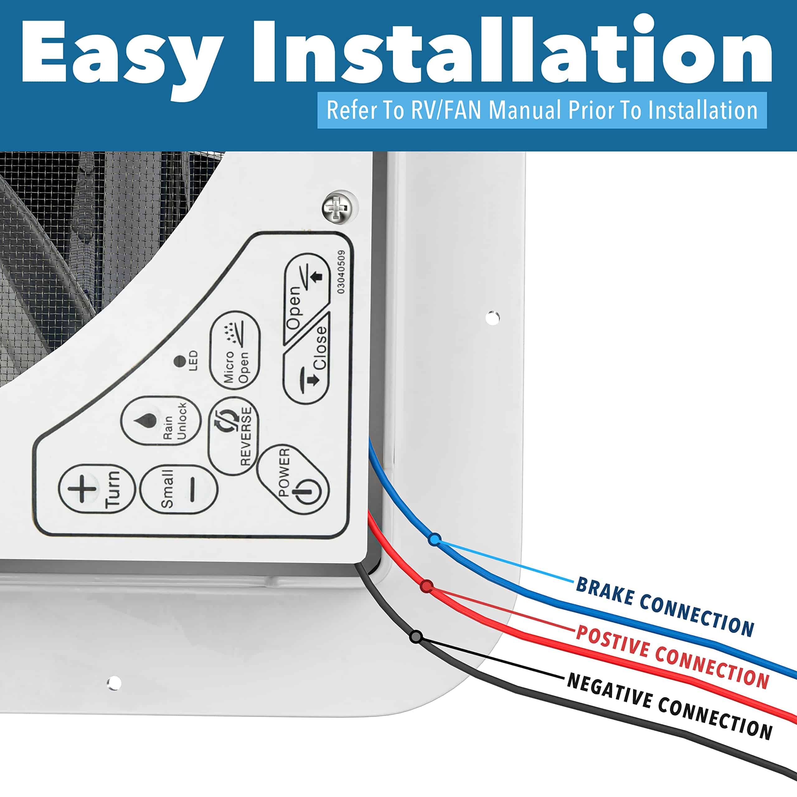 Ventilador de Techo para RV Leisure Coachworks de 14" x 14" - Imagen 9