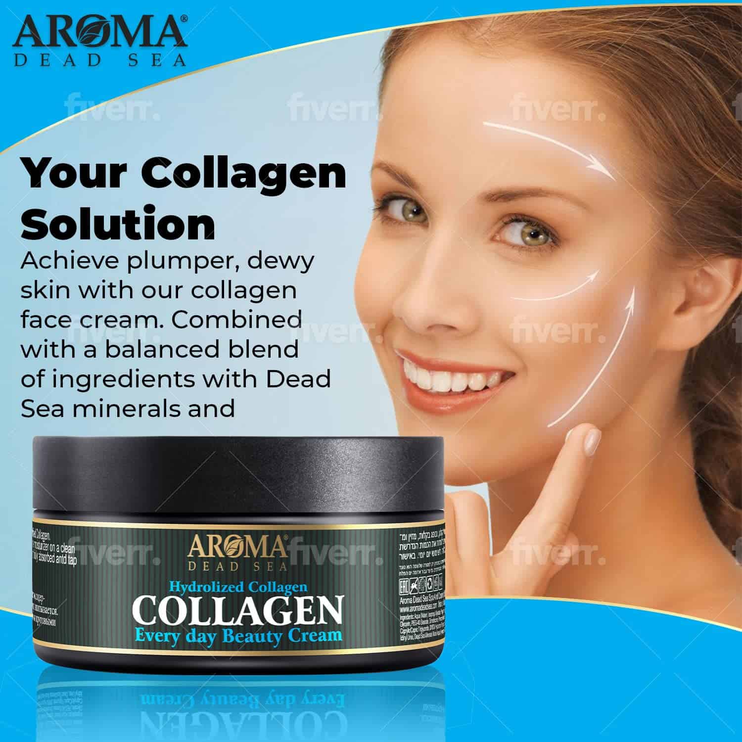 Crema Facial de Colágeno Hidrolizado AROMA DEAD SEA. - Imagen 6