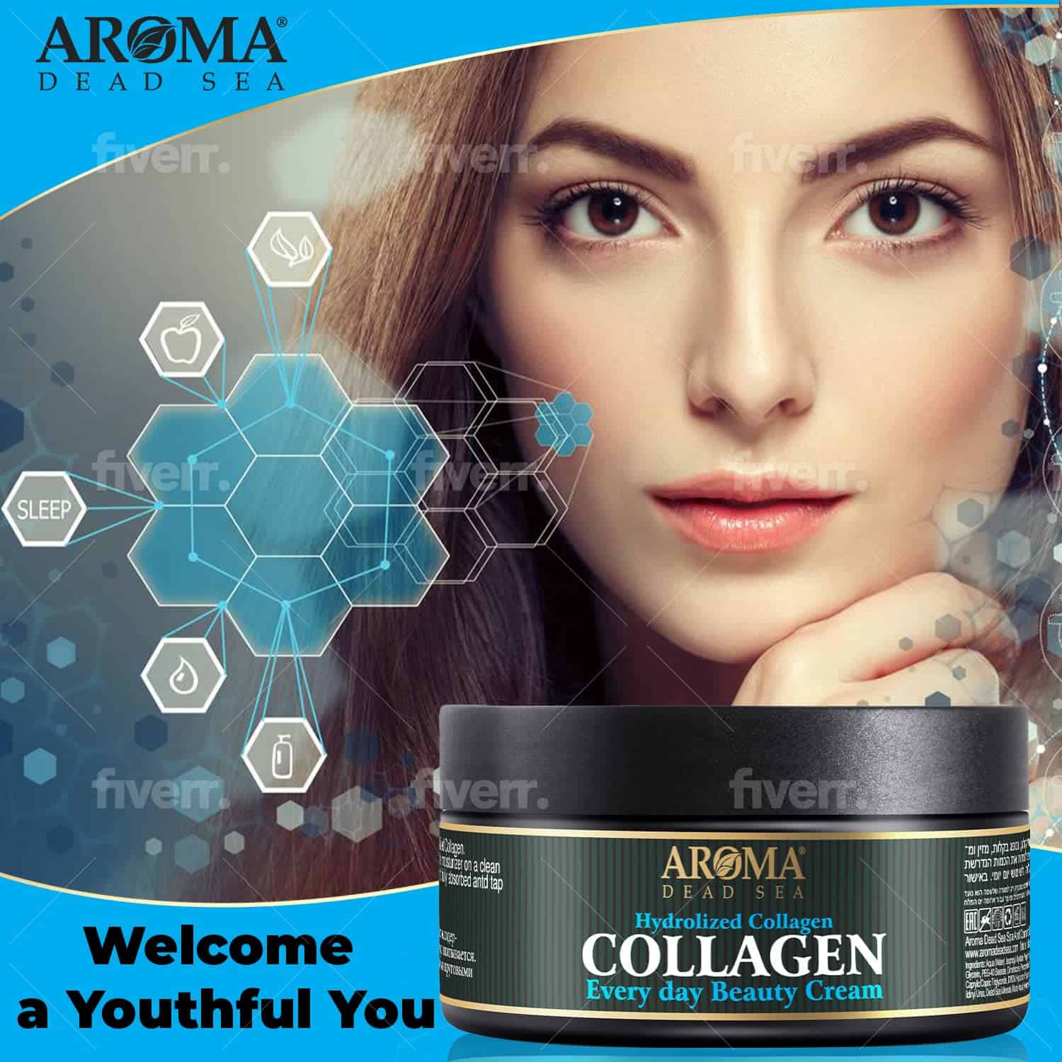 Crema Facial de Colágeno Hidrolizado AROMA DEAD SEA. - Imagen 9