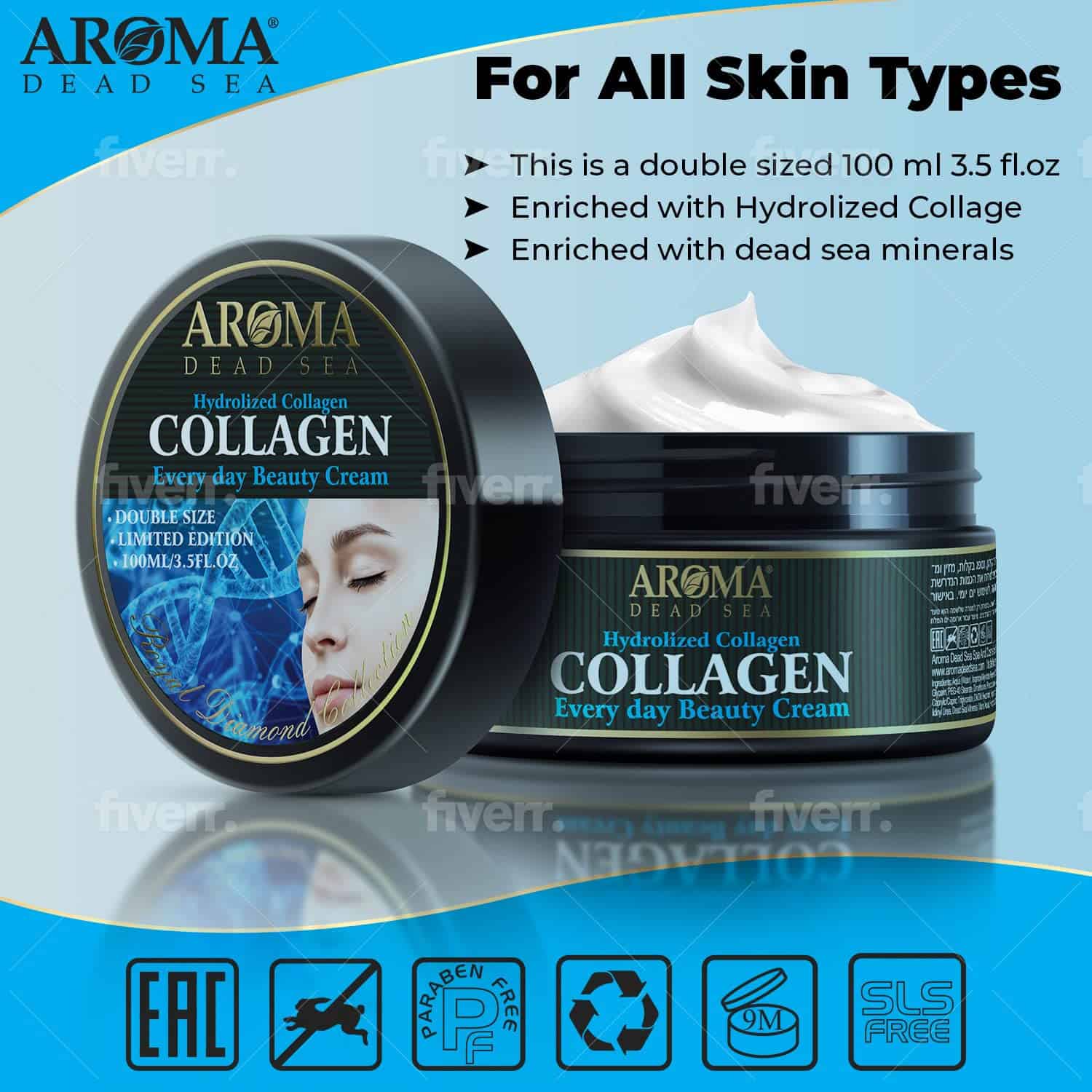 Crema Facial de Colágeno Hidrolizado AROMA DEAD SEA. - Imagen 7