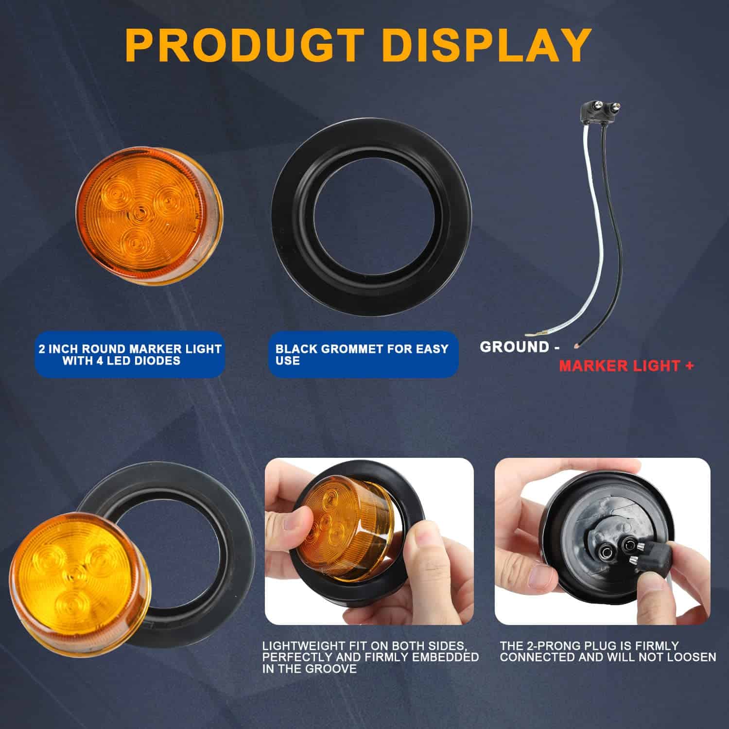 10PCS 2" Luces de Marcador LED Redondas para Remolque, 4 - Imagen 4