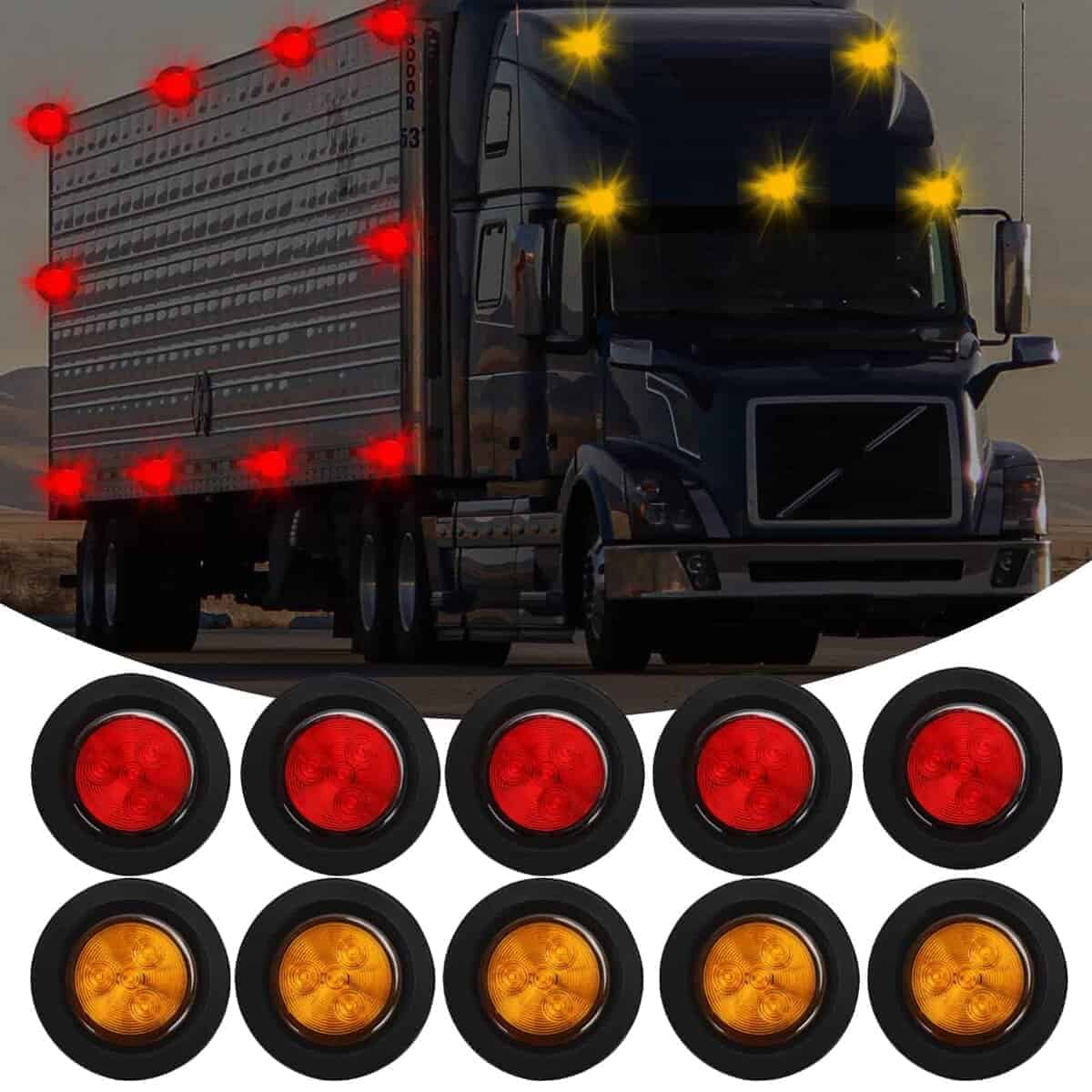 10PCS 2" Luces de Marcador LED Redondas para Remolque, 4