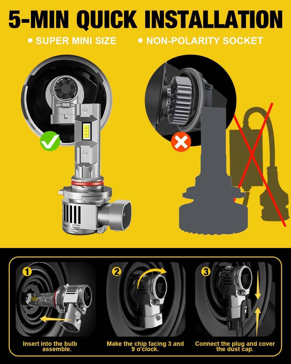 Bombillas Fahren Mejoradas 9005 9006 Combo, 80000LM 900% - Imagen 4